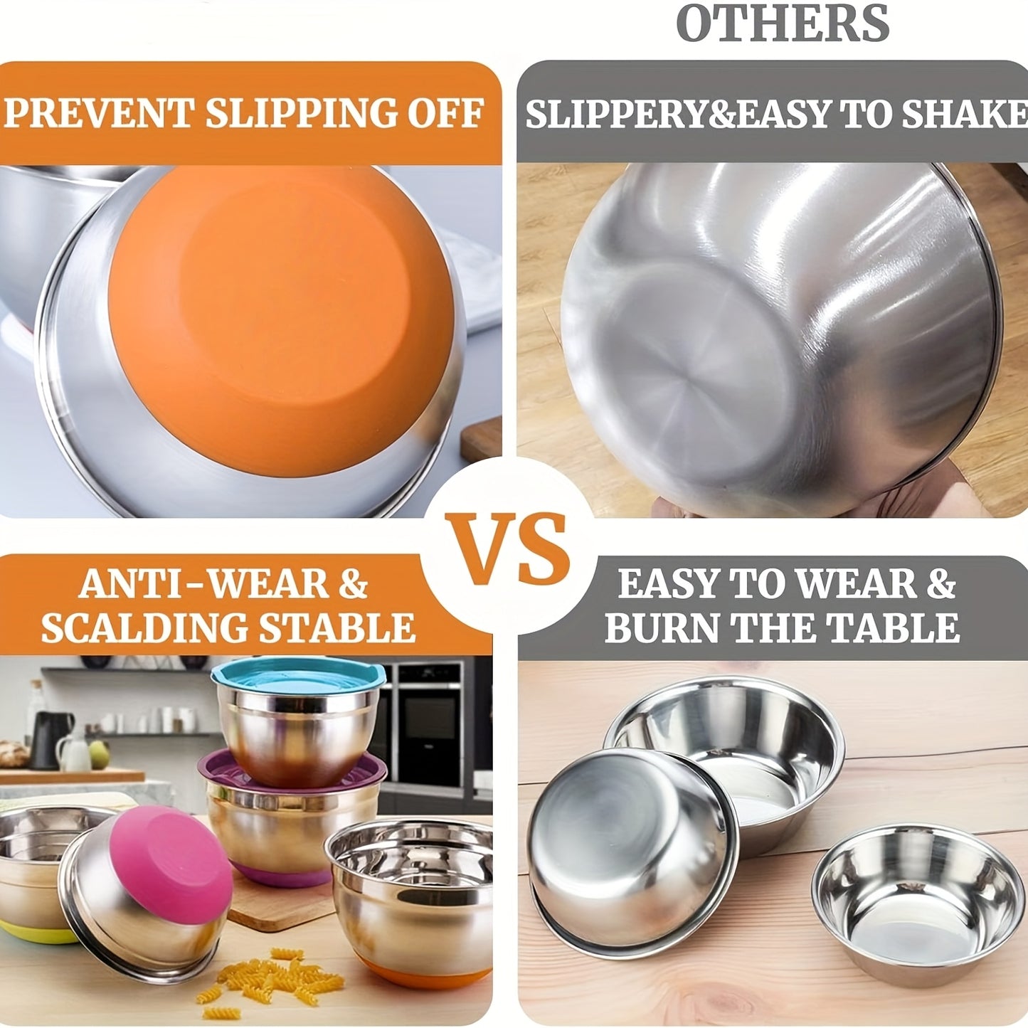 Mixing Bowls with Airtight Lids, 26pcs Stainless Steel Bowls Set 6 bowls & Lids + 20 kitchen tools, 3 Grater Attachments & Black Non-Slip Bottoms Size 7, 4, 2.5, 2.0, 1.5, 1QT, Great for Mixing & Serving