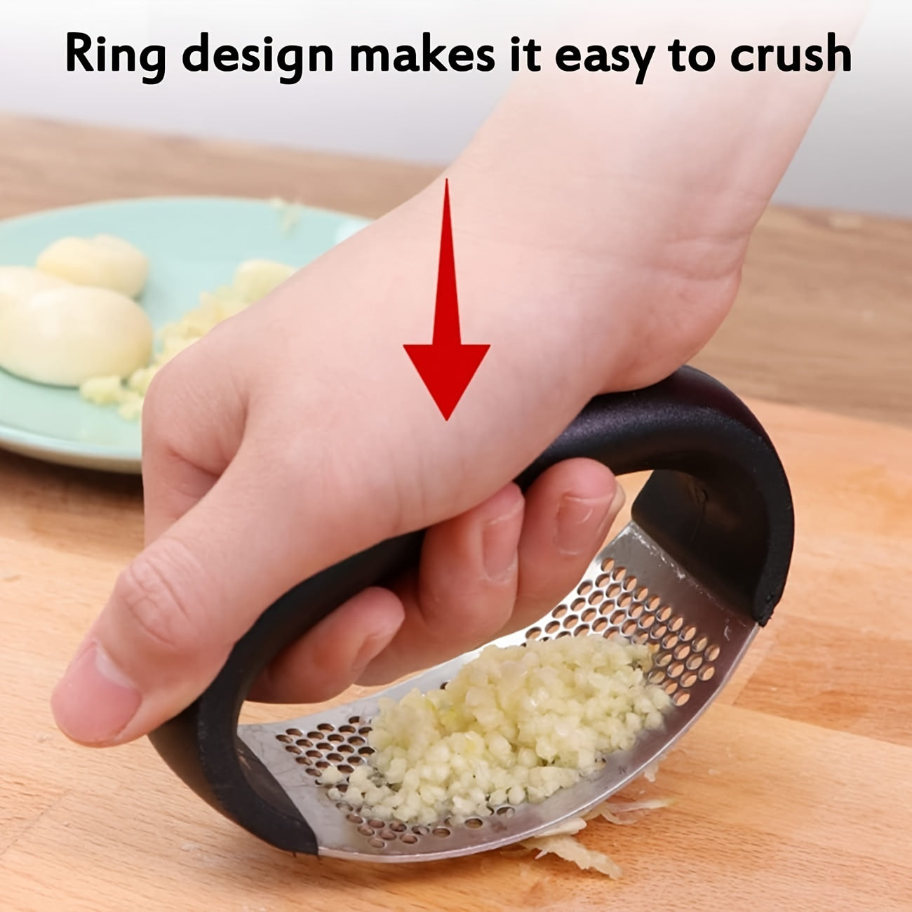 1pc Stainless Steel Garlic Press And Manual Fruit And Vegetable Masher, Easy to Use And Clean. Ideal for Chopping And Pressing Garlic, Fruits, And Vegetables. Perfect for Home Kitchens, RV Kitchens, And Restaurants.