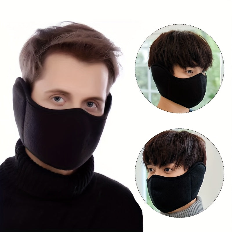 Winter Face & Ear Warmer - Windproof, Thickened for Extra Warmth, Breathable Cycling Mask in Black