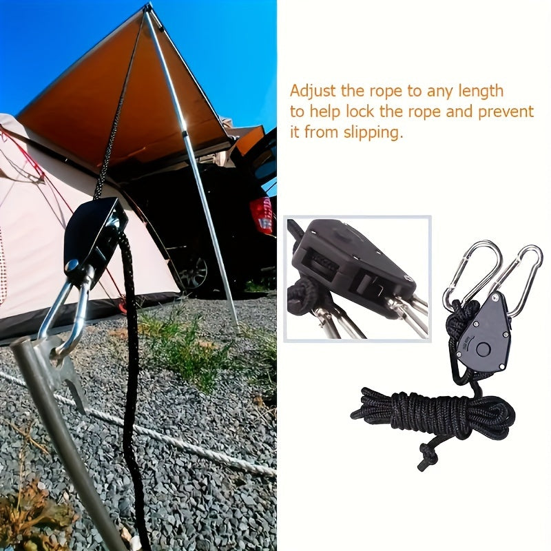 4pcs Heavy Duty Adjustable Camping Ropes with Carabiners - Durable Nylon Tie Downs for Tents, Canopies & Tarps