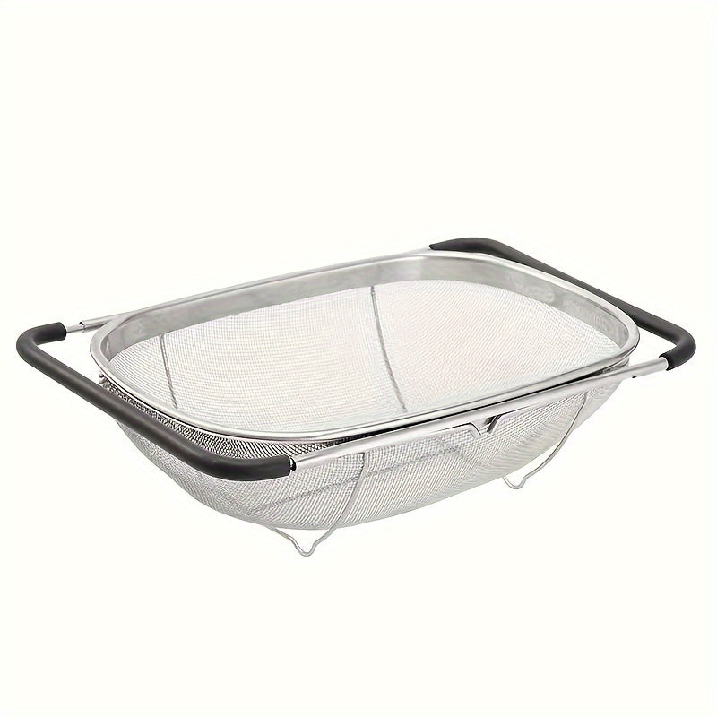 Expandable Stainless Steel Filter with Fine Mesh And Drain Basket - Suitable for Vegetables And Fruits, Kitchen Essentials, Food Safety, Filtered Vegetables