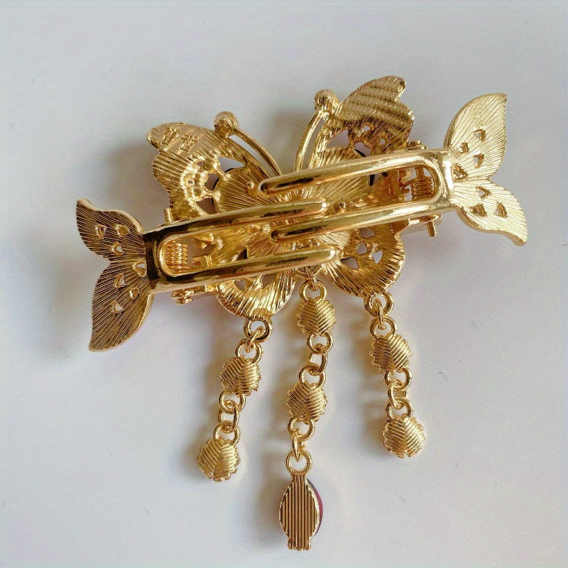 Three-Piece Set, Sparkling Hairpin, Butterfly Tassel, Diamond Jewelry, Vintage Bohemian Tail Hair Tie, Christmas Gift, Holiday Collar Gift, New Year'S Gift, Daughter, Mother Gift.