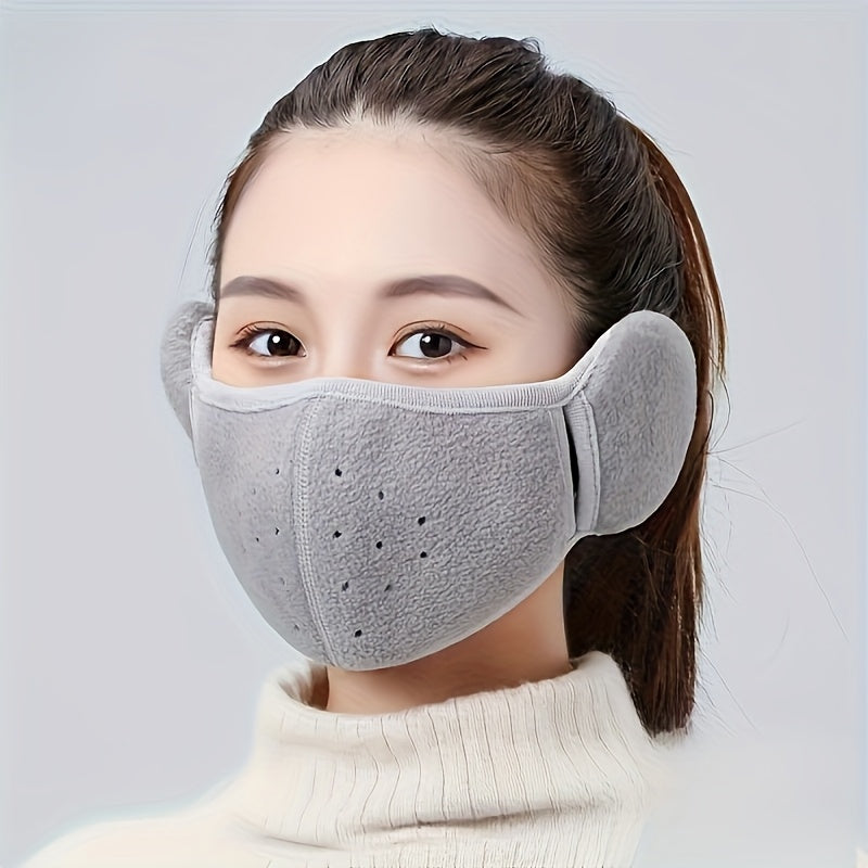 1pc Winter Warm Mask Earmuffs Solid Color Neutral Cold Mask Outdoor Cycling Hiking Ski Mask Ear Warmer For Women Men