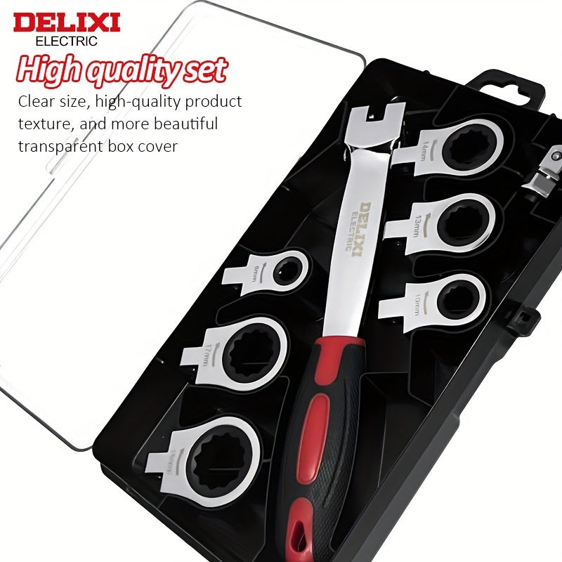 DELIXI ELECTRIC 12-in-1 Interchangeable Ratchet Wrench Set, Mechanical Metal Socket Spanner with Quick Release, Mirror Polished, Non-Slip, High Temperature Quenched, Precision Forged