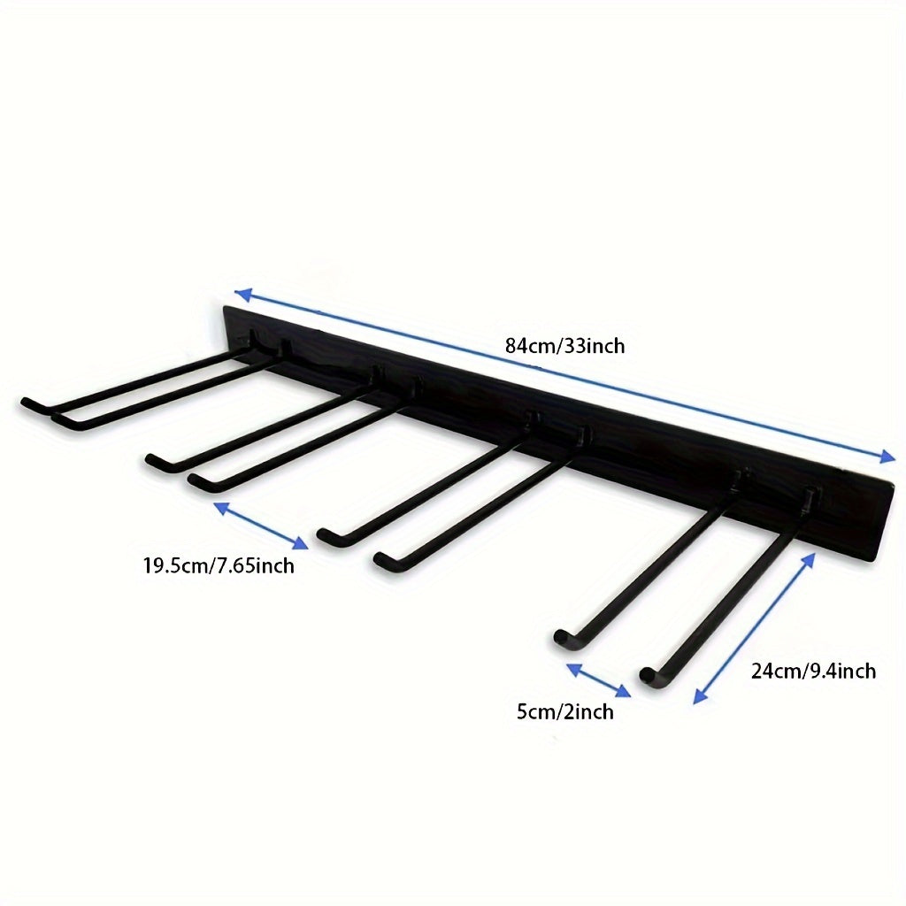 Iron Garden Tool Organizer Rack, Wall-Mounted Garage Storage Holder for Shovels, Rakes, Brooms, Hoses - 1 pc