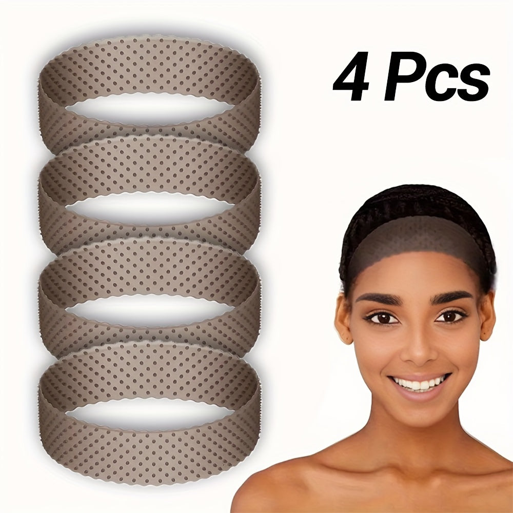 4PCS Silicone Headband Transparent Fix Wig Grip Band Non Slip Comfort Natural Wig Grip Elastic Sport Yoga Headbands To Hold Wig Grip Cap For Womens