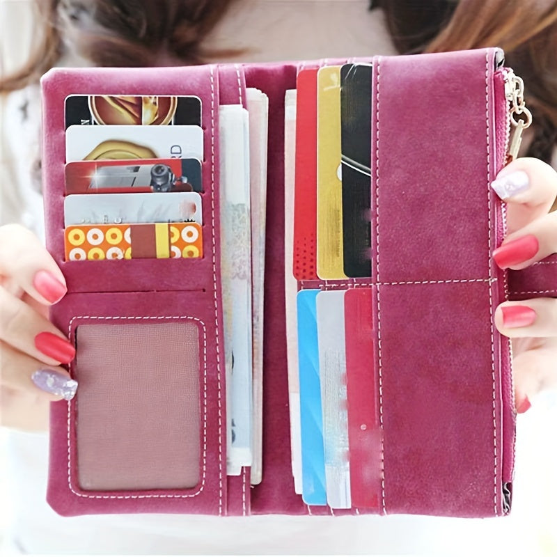 Vegan Leather Clutch Wallet - Women's Long Handbag with Photo Window, Credit Card Holder, and Organizer - Stylish, Cruelty-Free, and Spacious Accessory