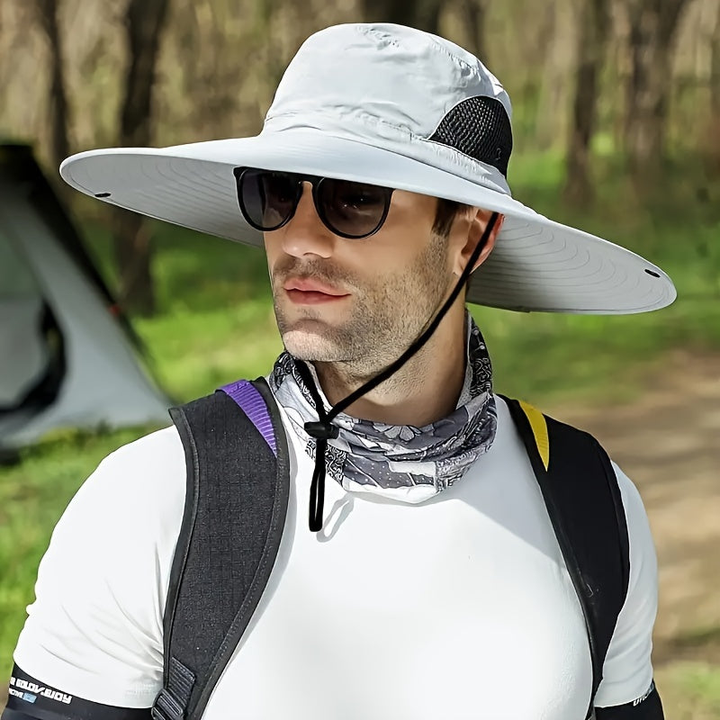 Men's UV-Protective Fisherman Hat, Solid Color Sunshade Cap for Fishing and Mountaineering
