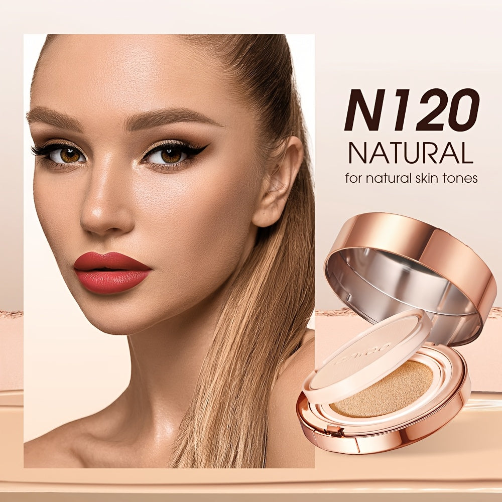 O.TWO.O 2-in-1 Soft Focus & Matte Finish Compact - Long-Lasting, Waterproof, Oil Control, Full Coverage for All Skin Types - Aloe Vera & Peony Root Infused, Natural Look Cushion Foundation, Allday Makeup|Elegant Metallic Case