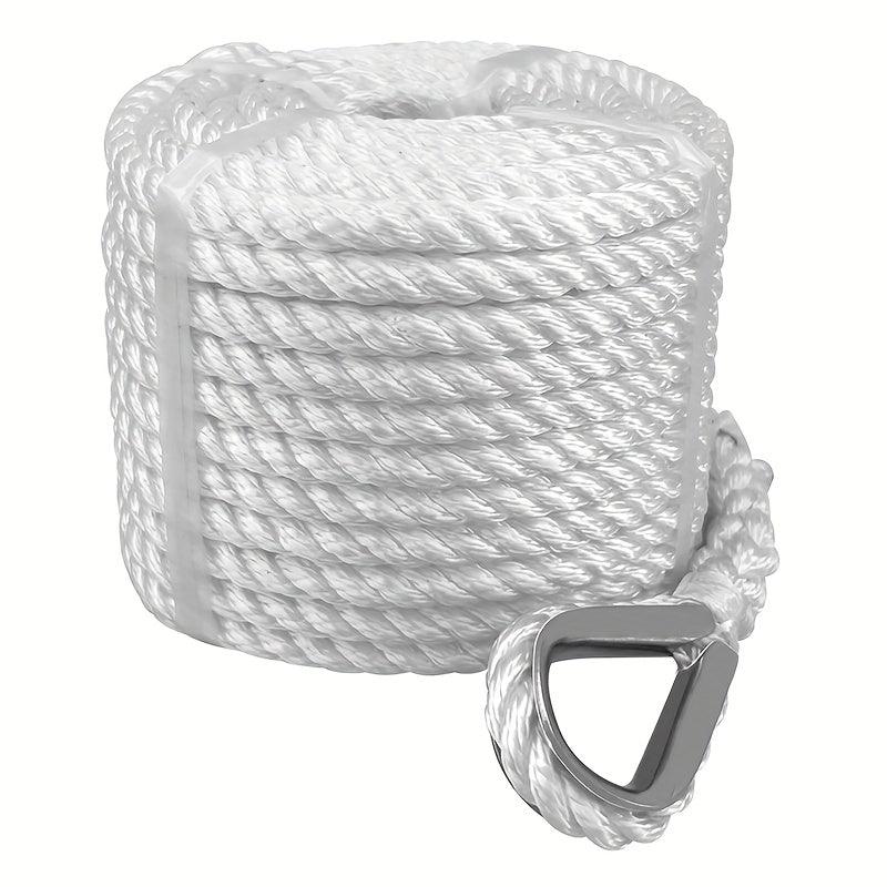 White Polypropylene Dock Line 22.86meter with Thimble - UV Resistant & Floatable Anchor Rope for Boats - Single Pack