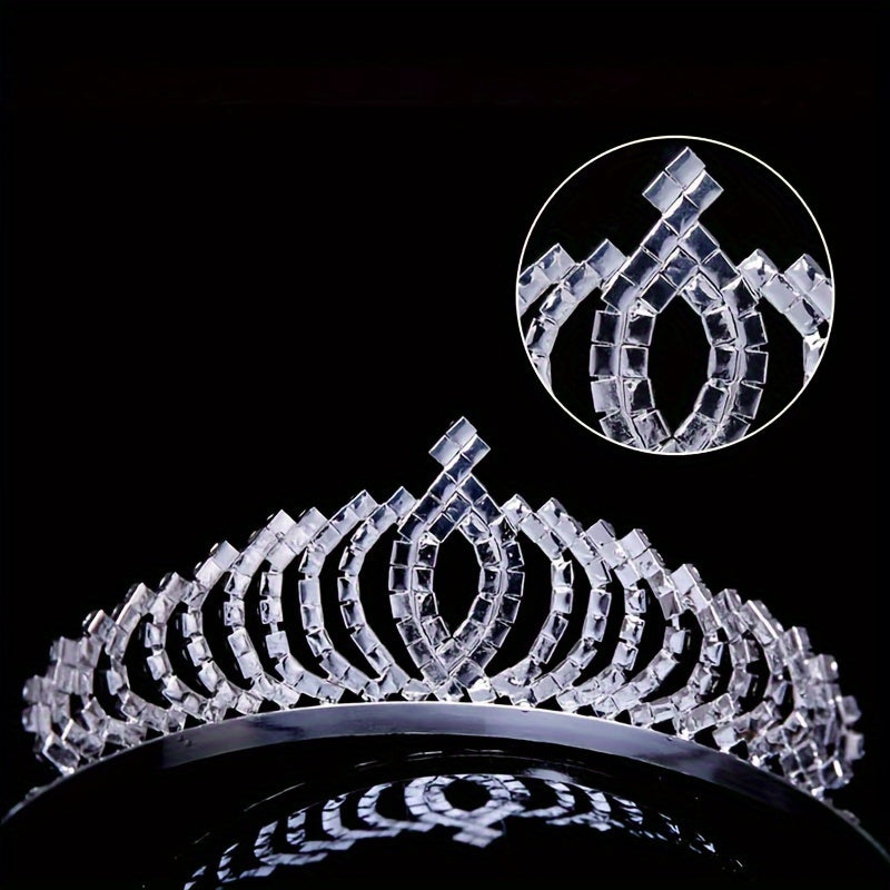 Royal Princess Tiara Headband, Full Rhinestone Crown with Comb, Bridal Wedding Birthday Banquet Hair Accessory, Fashionable Princess Style, 4.92x1.77 inches, Women's Special Occasion Jewelry Accessory Wedding & Birthday Celeb