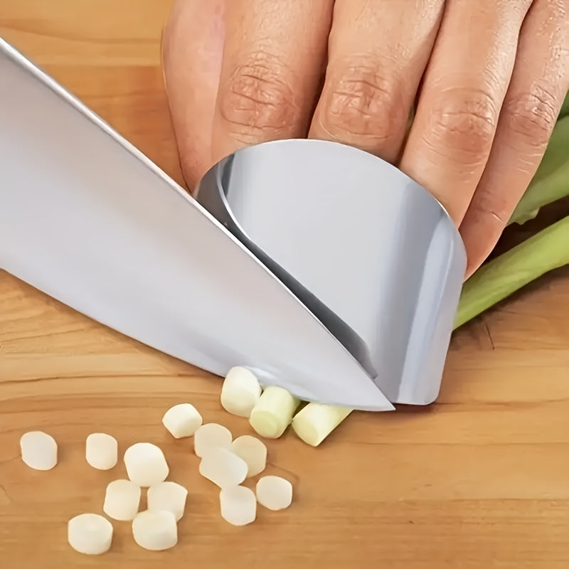 1pc Stainless Steel Finger Guard for Safe Slicing - Reusable Food-Safe Kitchen Cutting Protector, Durable Ergonomic Design for Onions, Carrots & Vegetables, Prevents Accidental Cuts, Manual Use
