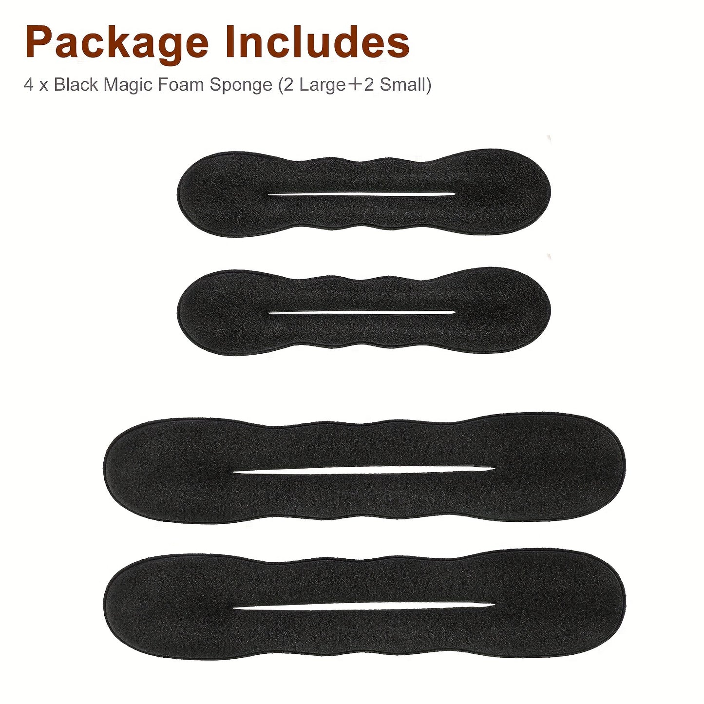 4pcs Black Magic Hair Bun Maker, Foam Sponge Bun Twist Shaper, DIY Hair Donuts Chignon, Hair Disk Ponytail Bun Maker