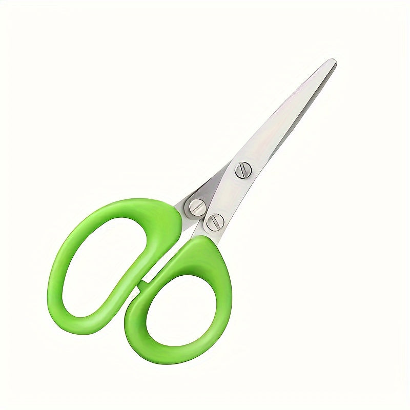 1/2pcs 5-Layered Stainless Steel Kitchen Scissors - Versatile Onion & Herb Shredder for BBQ & Indoor Use - Durable, Safe with Protective Cover & Built-in Cleaner