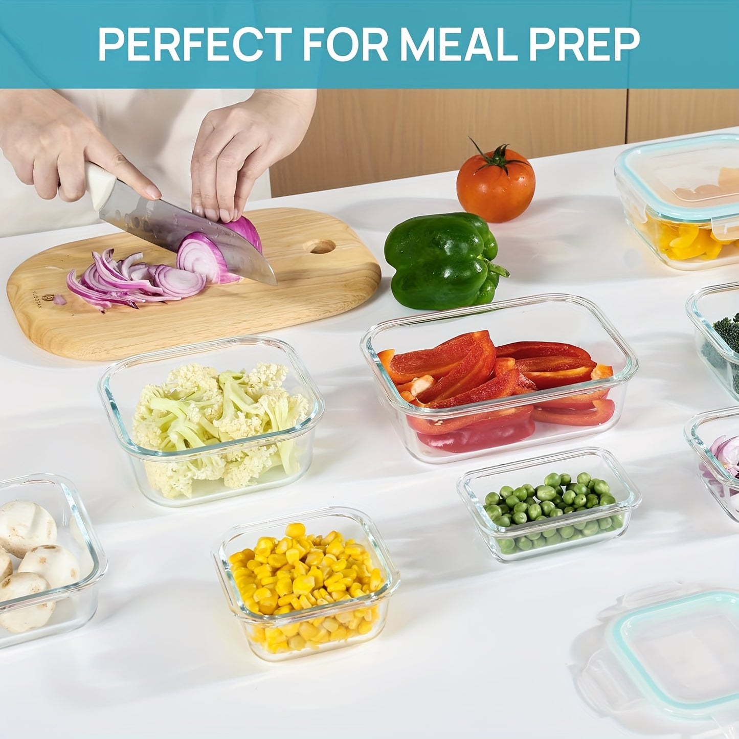 8pcs BPA-Free Glass Food Storage Containers with Leak-Proof Locking Lids – Microwave, Oven, Freezer & Dishwasher Safe – Perfect for Meal Prep, Snacks, Fruits & Veggies