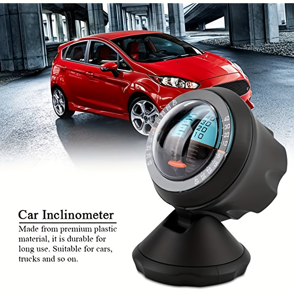 KUYEE Adjustable Car Slope Gauge - Waterproof Vehicle Level Compass for Camping, Hiking & Outdoor Adventures, Self Sensing, Mountaineering, Cycling, Tactical Training