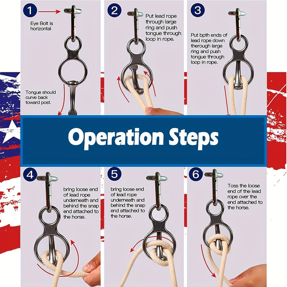 3pcs Stainless Steel Horse Gear Set - Durable Collar Strap with Quick Snap Fasteners & Eyebolts, Multi-Use for Training & Safety