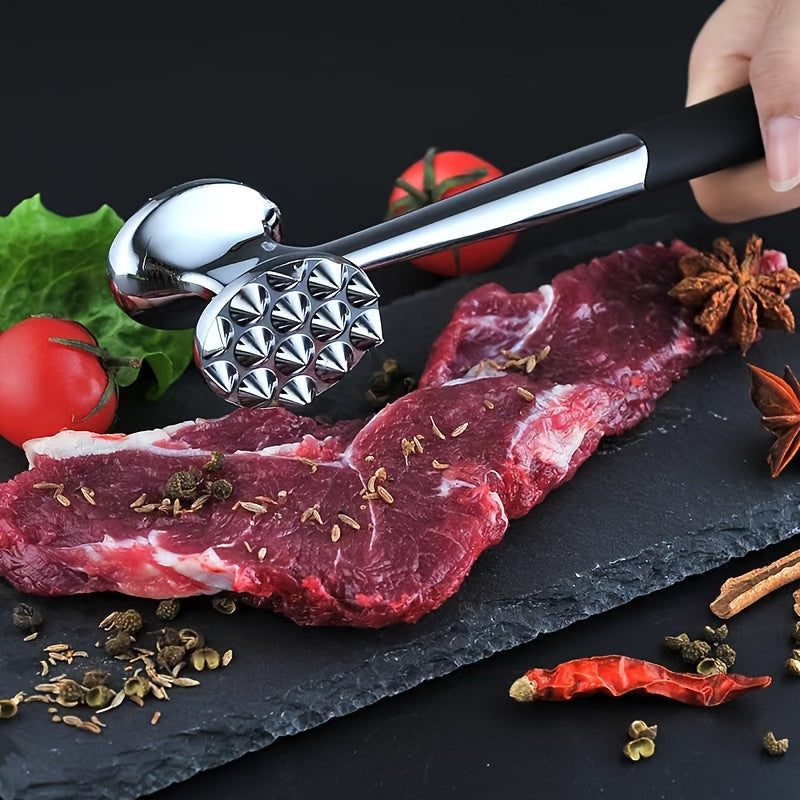 Premium Stainless Steel Meat Tenderizer Mallet with Non-Slip Handle - Dual Nail Design for Effortless Tenderizing of Steak, Chicken & Fish - Essential Kitchen Tool