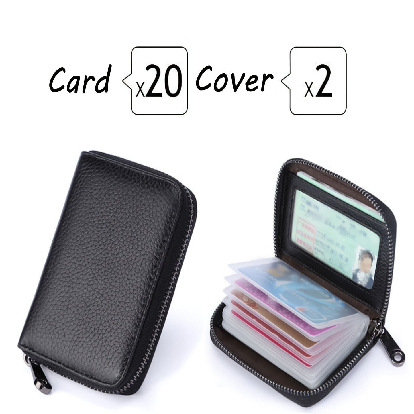 1pc, Stylish Large Capacity Multi-Slot Card Holder – Unisex Synthetic Leather Wallet with Detachable ID Window, Anti-Theft Zipper Closure, Compact Design in Black, Blue, Pink, Purple & More, Perfect Gift for Professionals,