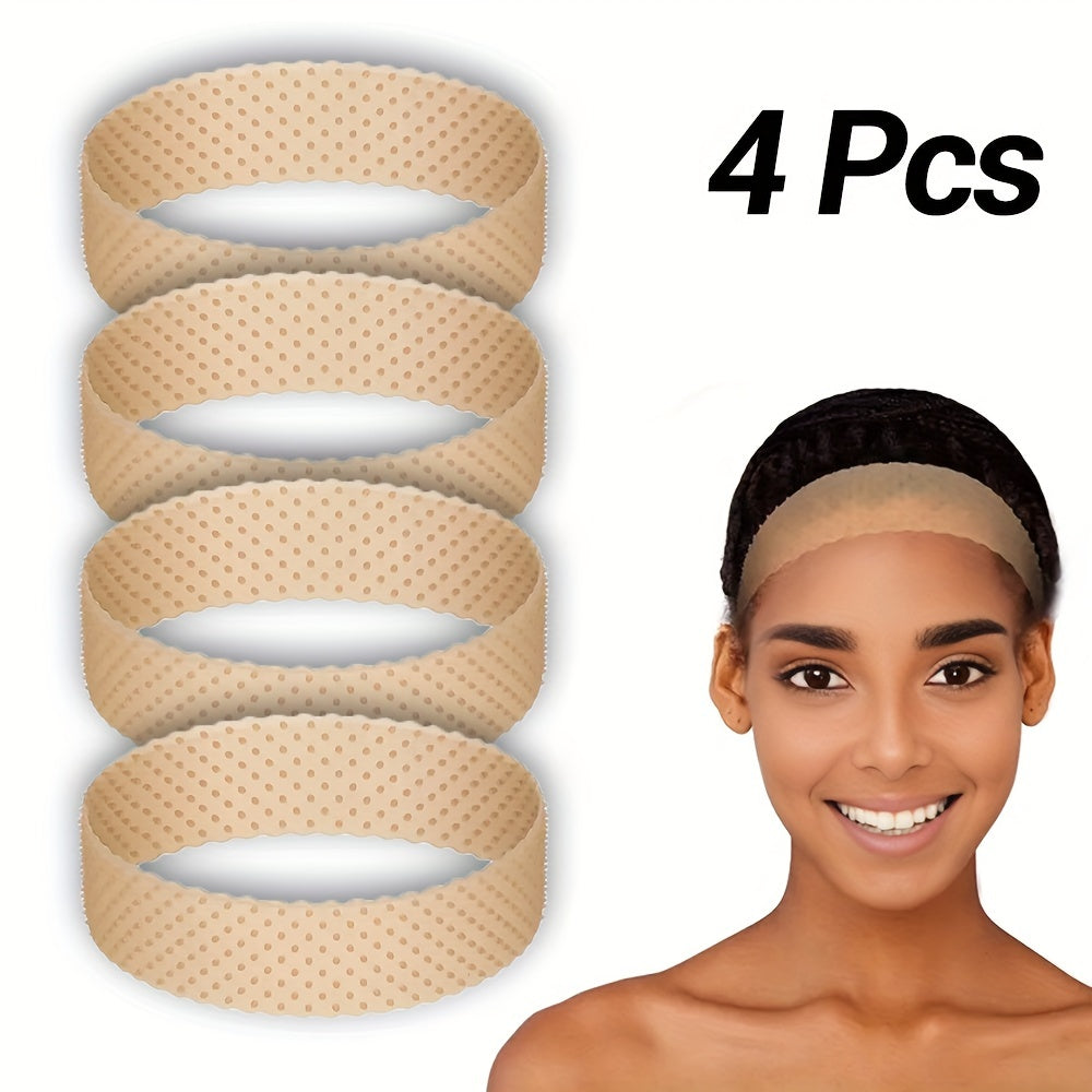 4PCS Silicone Headband Transparent Fix Wig Grip Band Non Slip Comfort Natural Wig Grip Elastic Sport Yoga Headbands To Hold Wig Grip Cap For Womens