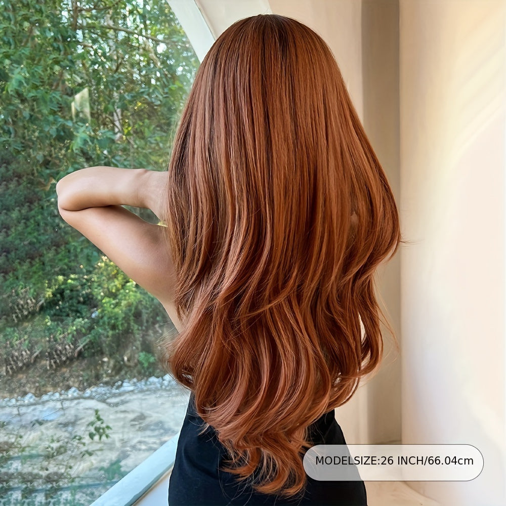Butterfly Haircut Long Wavy Hair Wigs Synthetic Middle Part Fiber Hair Wigs For Women Hair Replacement Wig Music Festival