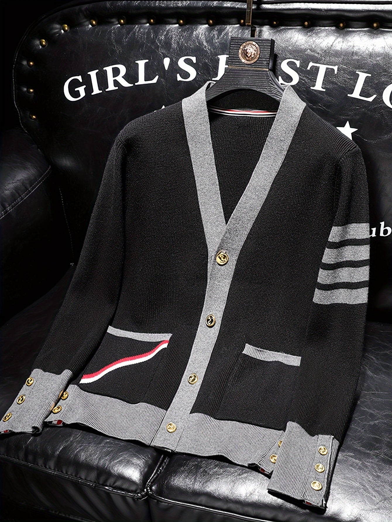 Men's New Stylish Cardigan Sweater. Autumn Patchwork Color, With A Sense Of High Class And Trendy. Loose Fit Knitted Jacket.