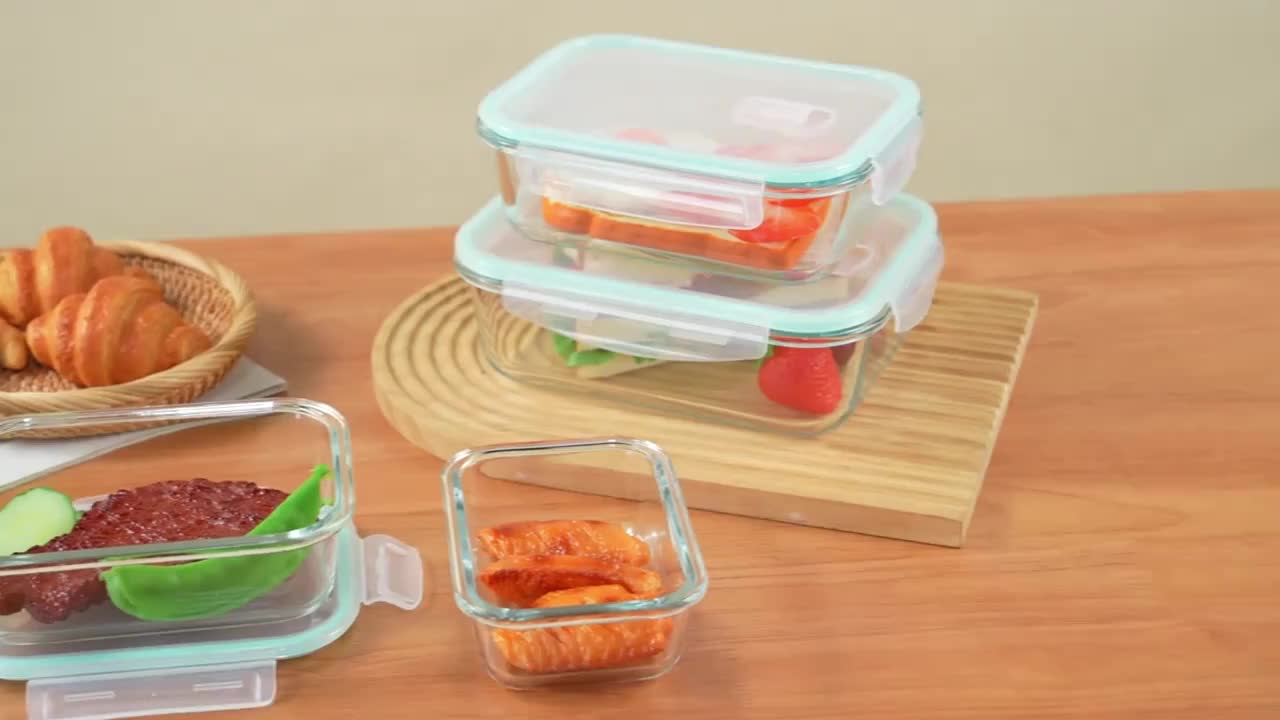 8pcs BPA-Free Glass Food Storage Containers with Leak-Proof Locking Lids – Microwave, Oven, Freezer & Dishwasher Safe – Perfect for Meal Prep, Snacks, Fruits & Veggies