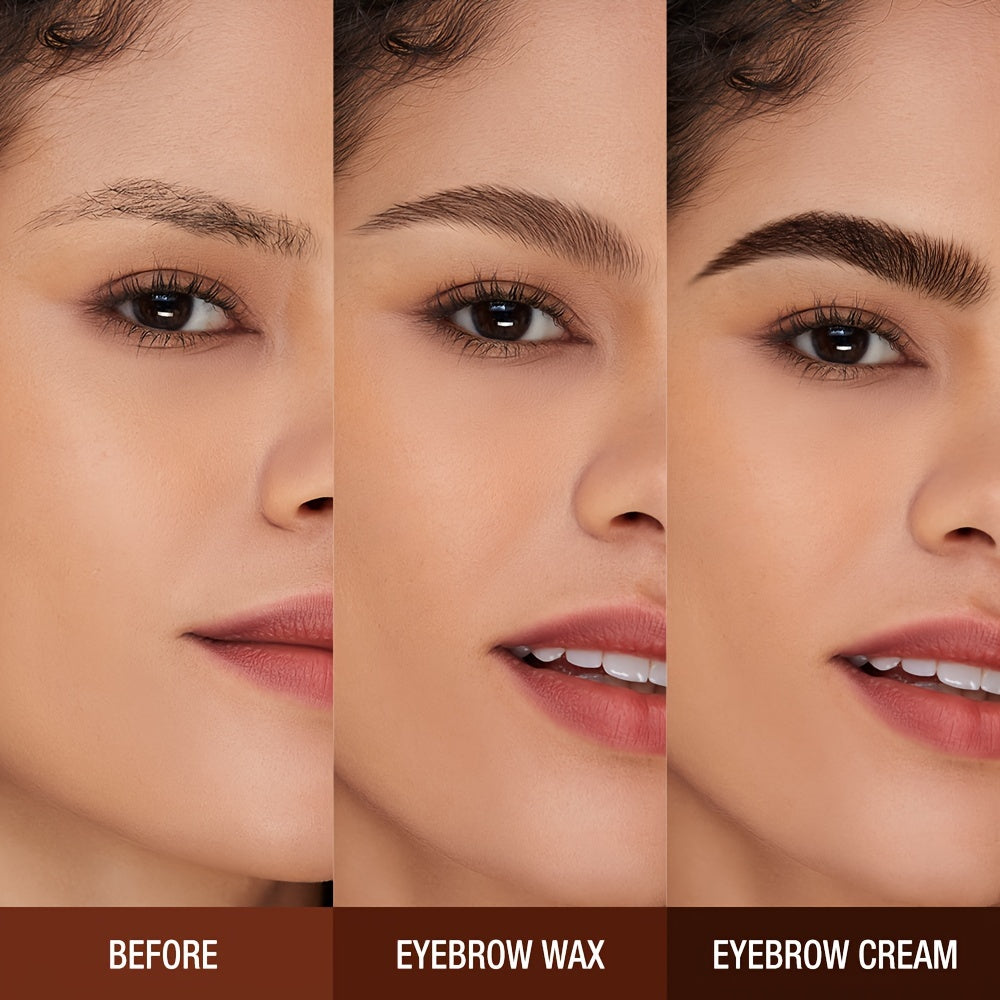 24-hour Waterproof O.TWO.O Eyebrow Cream and Wax - Natural, Long-lasting, Ultra Thin Slanted Brush for Precise Application, Concealer, and Shaping - Suitable for All Skin Types