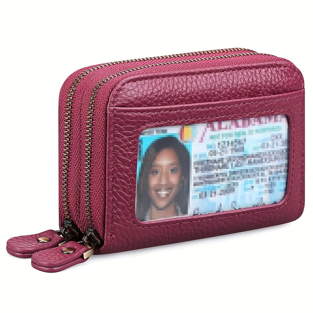 1pc Ciephia Women's RFID Blocking Wallet - Slim Top-Grain Cowhide Credit Card Holder with Zipper Closure, Multiple Card Slots & Coin Pocket, Compact Black Genuine Leather Purse for Women, Gift for Her, Sleek Women's Accessory
