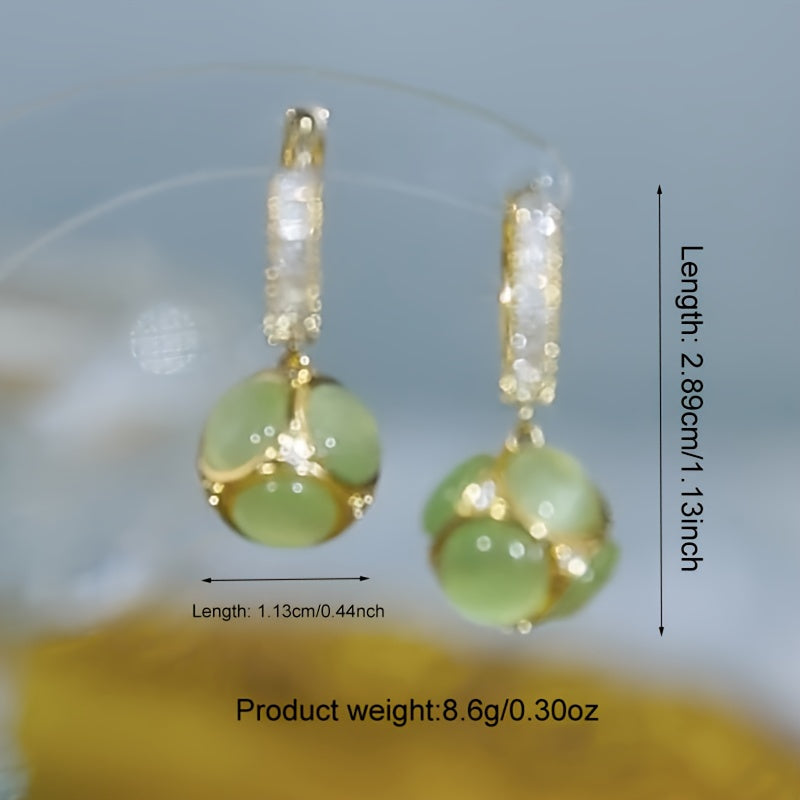 Super Gentle! Women's Drop Earrings Round Ball Earrings Earrings Earrings Buckle Earrings Light Luxury Earrings Niche Design Sense Of Gift For Girls 925 Silver Pin Anti-allergy