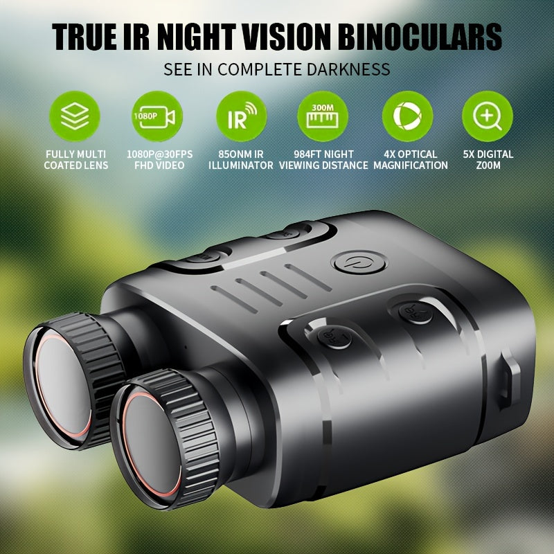 1pc R18 Infrared Night Vision Goggles, 1080p 7-Adjustment Night Vision Binoculars With 10x Digital Zoom, Small And Portable, Can Be Used For Travel And Camping, Etc., With Built-In Battery