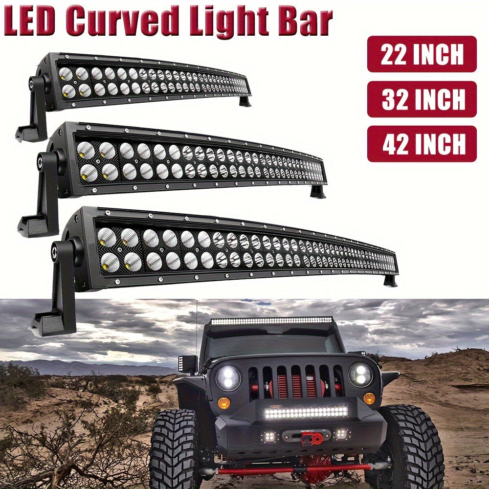 Curved LED Light Bar Set, 55.88/81.28/106.68 cm, High Brightness 3000+ Lumens, Heavy-Duty Mounts, Easy Installation, for SUV, Boat, Truck, 12-24V DC, No Battery Included, Vehicle Off-Road Lighting