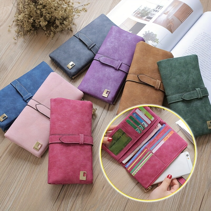 Vegan Leather Clutch Wallet - Women's Long Handbag with Photo Window, Credit Card Holder, and Organizer - Stylish, Cruelty-Free, and Spacious Accessory