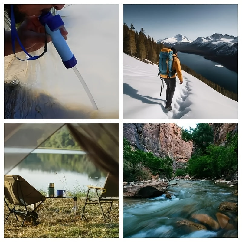 1pc Outdoor Water Filter, Personal Straw Water Filtration System, Emergency Survival Water Purifier For Camping Hiking Climbing Backpacking