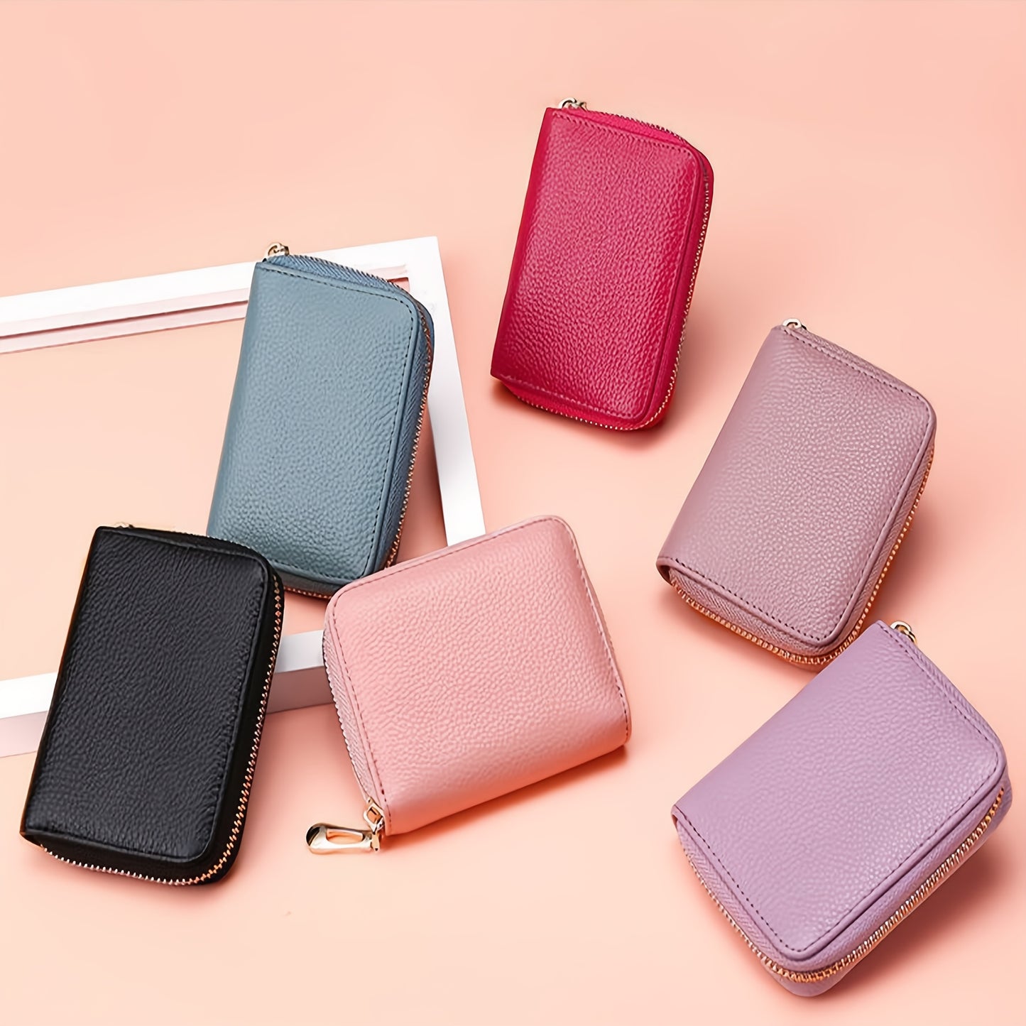 1pc, Stylish Large Capacity Multi-Slot Card Holder – Unisex Synthetic Leather Wallet with Detachable ID Window, Anti-Theft Zipper Closure, Compact Design in Black, Blue, Pink, Purple & More, Perfect Gift for Professionals,
