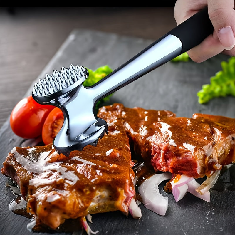 Premium Stainless Steel Meat Tenderizer Mallet with Non-Slip Handle - Dual Nail Design for Effortless Tenderizing of Steak, Chicken & Fish - Essential Kitchen Tool