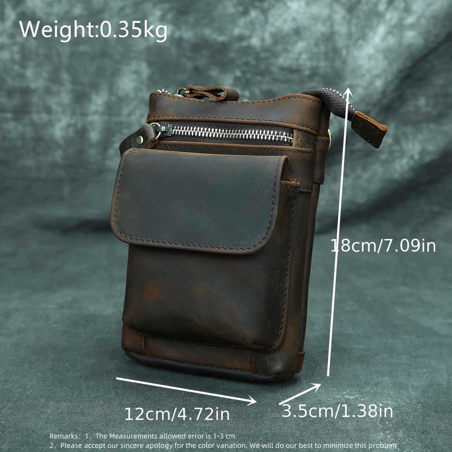 Genuine Leather Crossbody Bag, Casual Retro Style, Multi-Functional Outdoor Purse with 7-inch Mobile Phone Pocket, Hook Wear Belt, Uncharged - Ideal for Going Out