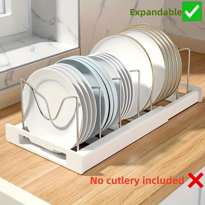 Pots And Pans Organizer, Adjustable Bakeware Organizer Pot Lid Holder Rack, Expandable Kitchen Organizer Rack Holder With Dividers - Under Cabinet Storage For Pots, Pans, Lids, Bakeware (White)