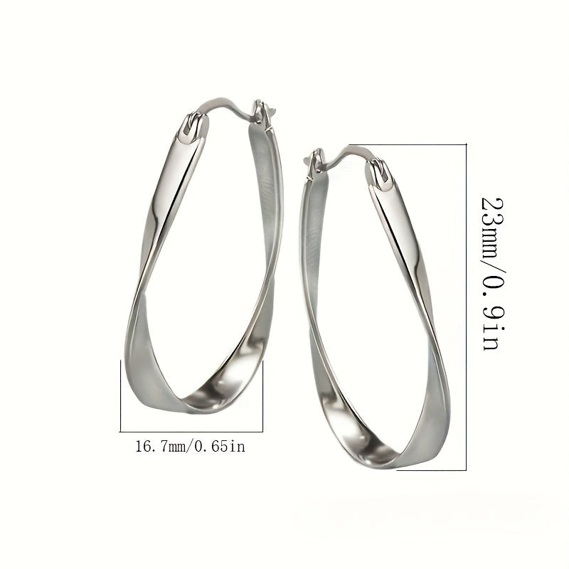 Elegant S925 Sterling Silver Mobius Twisted Design Earrings for Women, Hypoallergenic, Perfect Gift for Girlfriend, Suitable for Daily Wear - 2.9g, Atmospheric, Low Allergy,, Great for Girlfriends, Easter And Mother's Day, Fr