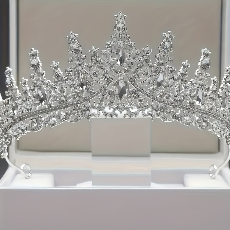 1pc Fashionable Alloy Crown, Rhinestone Tiara for Wedding, Bridal Accessories, Birthday Theme Jewelry