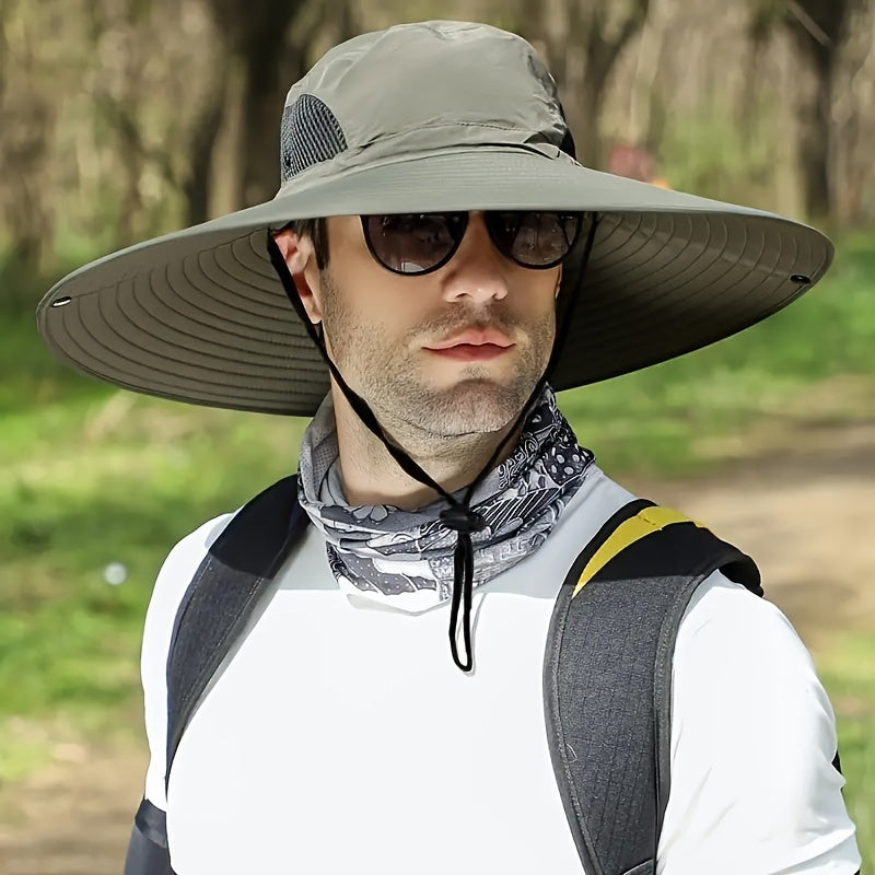 Men's UV-Protective Fisherman Hat, Solid Color Sunshade Cap for Fishing and Mountaineering