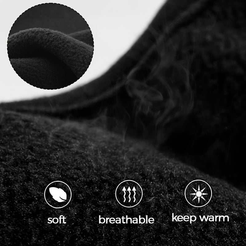 Winter Face & Ear Warmer - Windproof, Thickened for Extra Warmth, Breathable Cycling Mask in Black