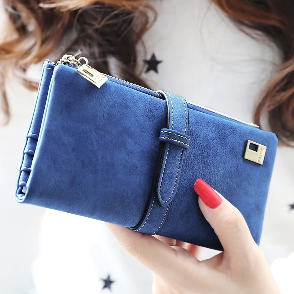 Vegan Leather Clutch Wallet - Women's Long Handbag with Photo Window, Credit Card Holder, and Organizer - Stylish, Cruelty-Free, and Spacious Accessory