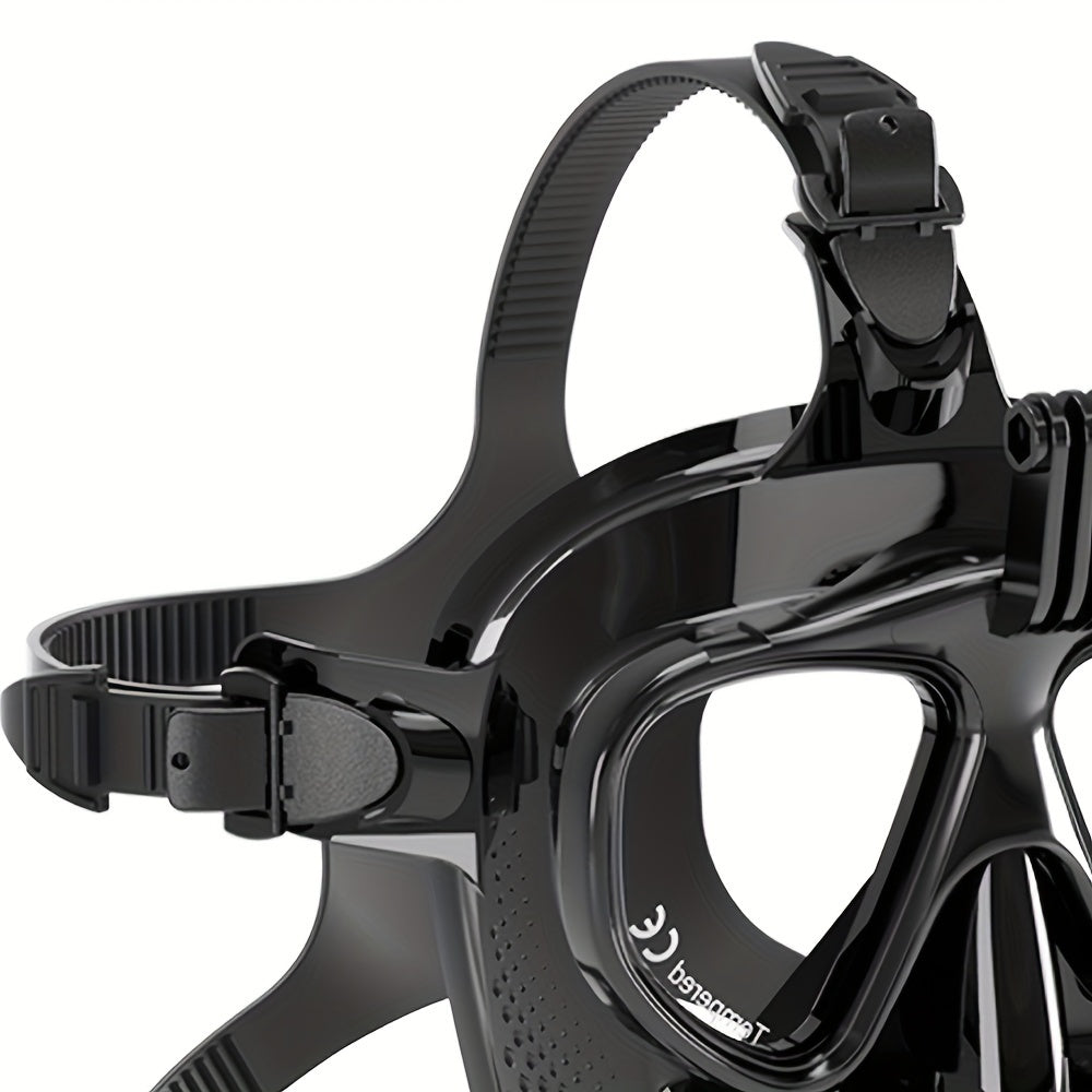 1pc SMACO M8058 Full Face Scuba Diving Mask, 360-Degree HD Panoramic View, Dual Window Function, Silicone Polymer Material, Black - Essential Underwater Gear for Swimming and Diving Enthusiasts