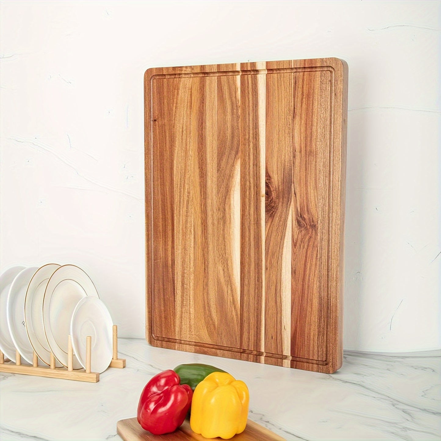 XXL Acacia Cutting Board - Extra Large Charcuterie & Cheese Serving Tray, Durable Wooden Chopping Board for Kitchen, Ideal for Food Prep, Serving Meat, Vegetables, and Cheese, Meat Chopping Board|Rustic Kitchen Accessory|Acac