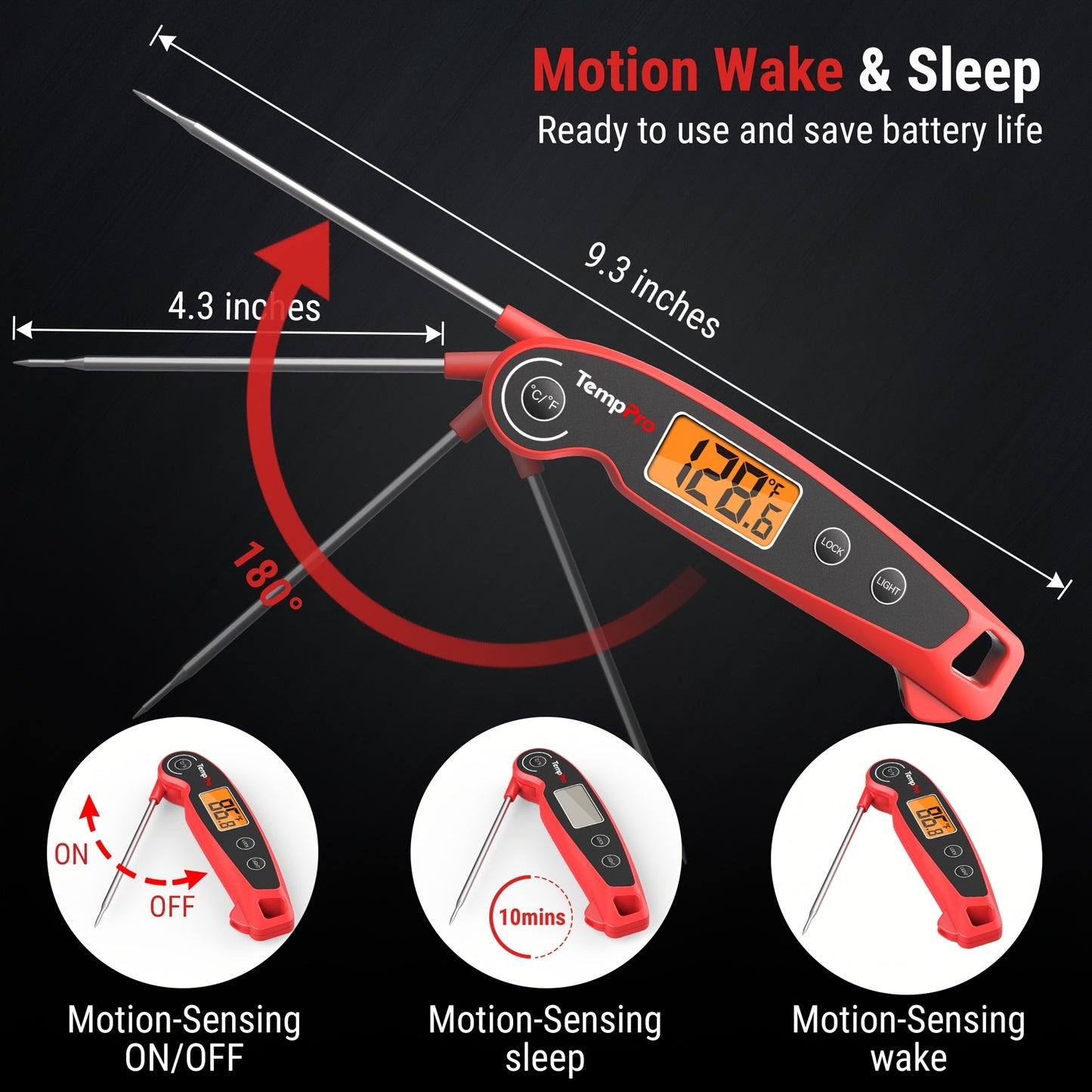 ThermoPro F05 Digital Meat Thermometer for Cooking with Motion Sensing, Food Thermometer for Kitchen BBQ Oil Grill Smoker Candy Thermometer