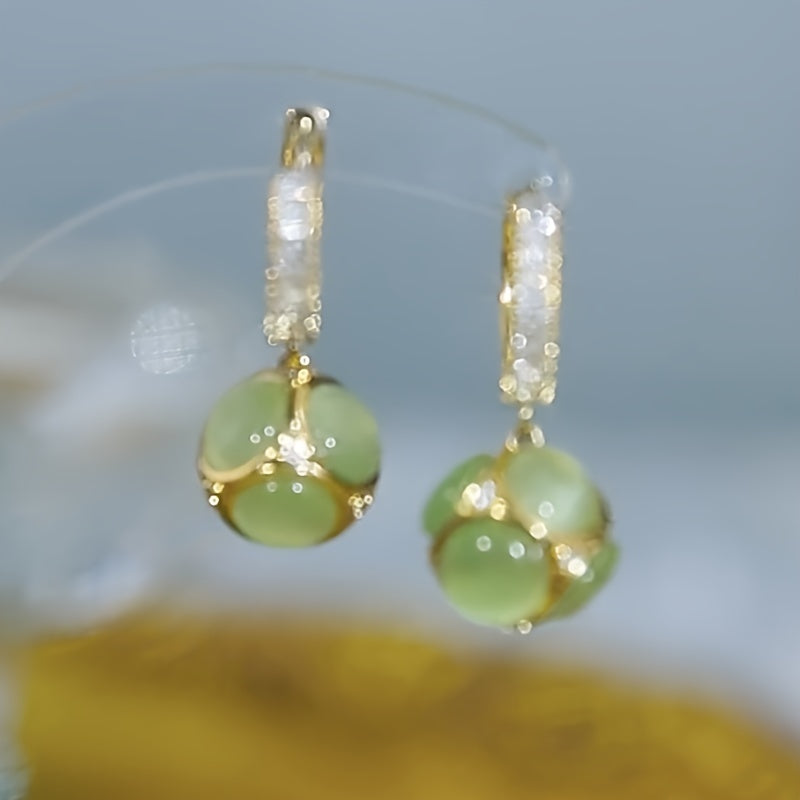 Super Gentle! Women's Drop Earrings Round Ball Earrings Earrings Earrings Buckle Earrings Light Luxury Earrings Niche Design Sense Of Gift For Girls 925 Silver Pin Anti-allergy