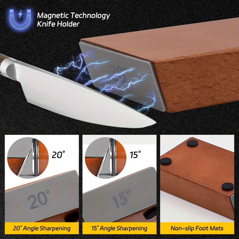 Rolling Knife Sharpener Knife Sharpener Tool With 15 & 20 Degree Magnetic Angle-Industrial Diamond Kitchen Knife Sharpener Kit Knife Sharpening Made Easy