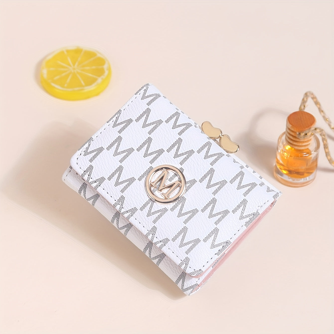 "Mother's Day Gift for Mom - Designer Monogram Tri-Fold Wallet w/ 12 Card Slots & Heart-Shaped Clasp | Vegan Faux Leather Compact Credit Card Holder, Stylish Women's Wallet (Perfect Gift for Her - Birthday, Anniversary & Moth