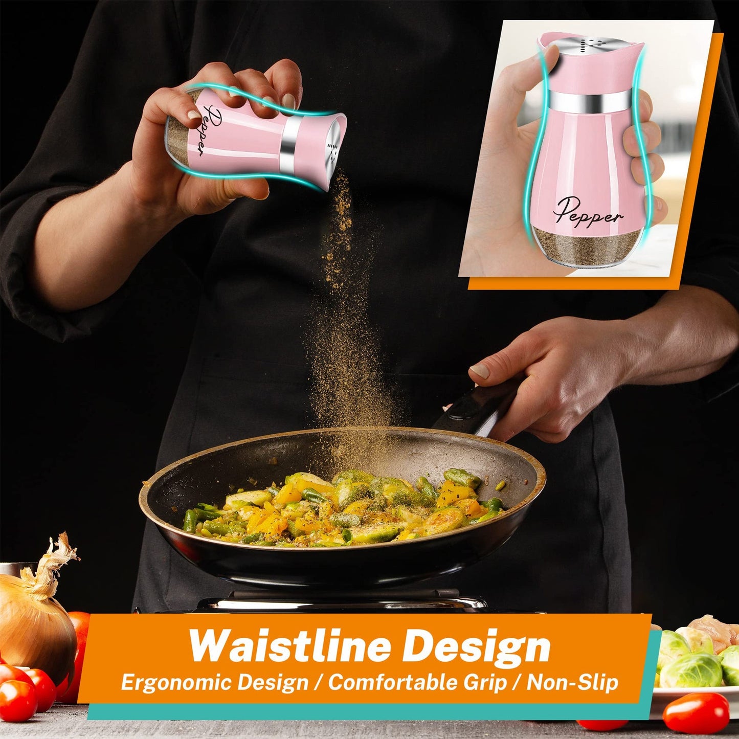 Pink Salt And Pepper Shakers Set With Holder, 4 Oz Kitchen Decor And Accessories Home Essentials Cute Household Items For Mother's Day Housewarming Gift Refillable Design (Pink)